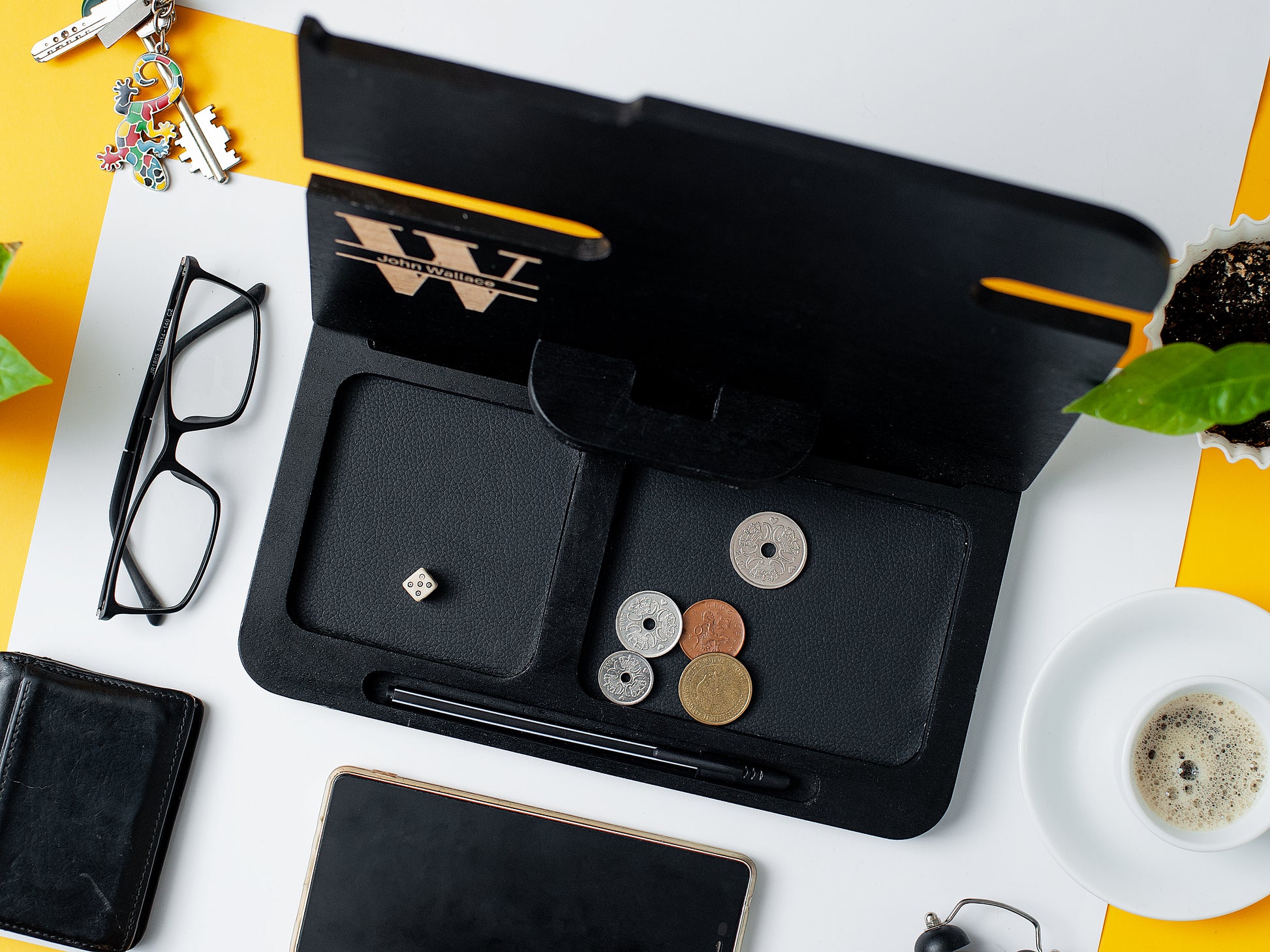 Desk Organizer, Mens Valet Tray | Wenge