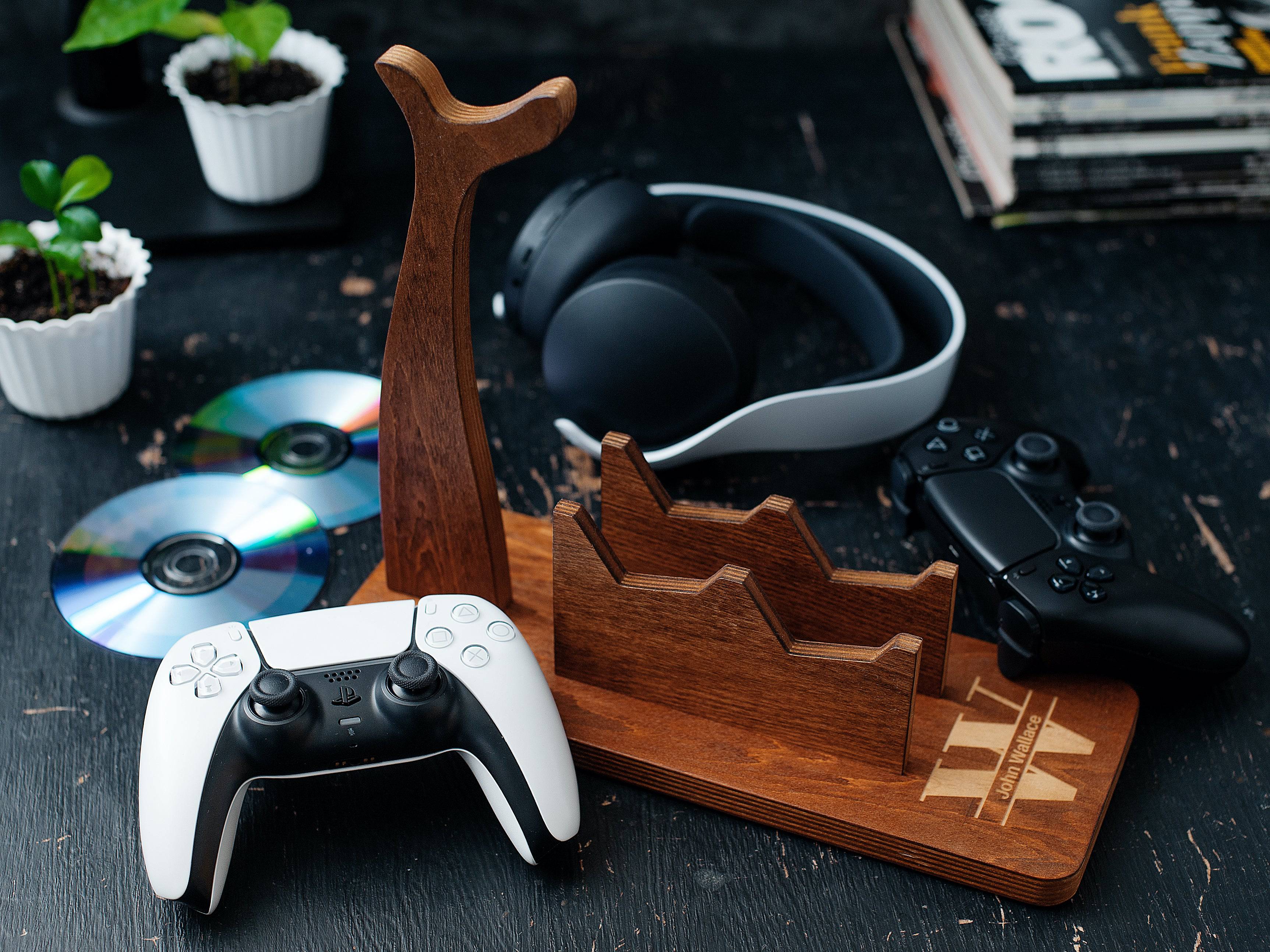 Wooden controller and online headset stand