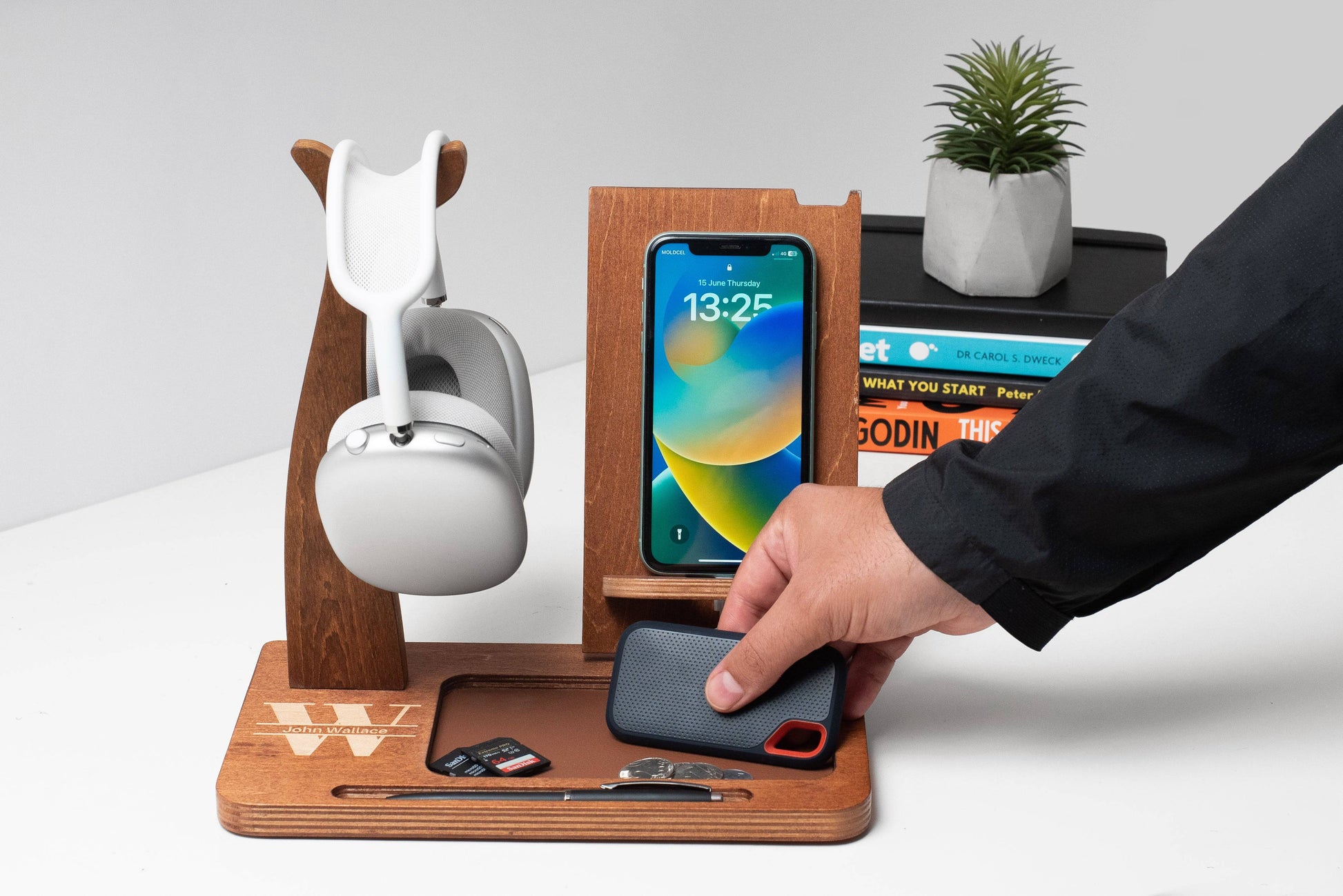 Perfect Desk Accessory for Home Office, Gaming Station, and Music Lovers -  Walnut