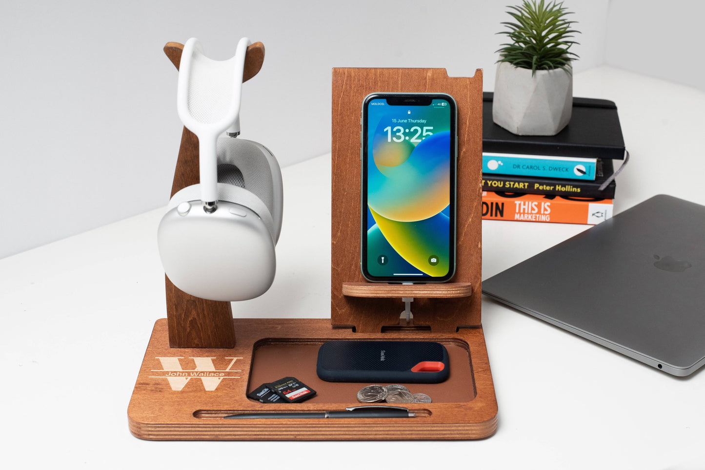 Perfect Desk Accessory for Home Office, Gaming Station, and Music Lovers  - Walnut - Madeset