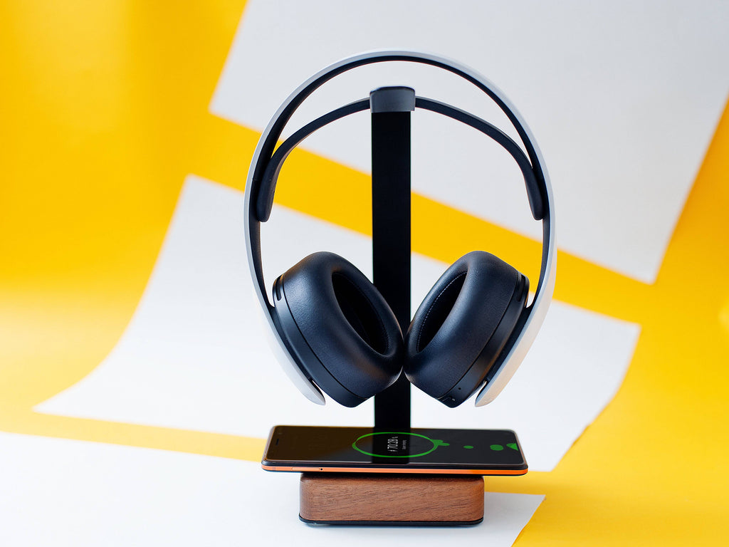 Wireless Charger Wood Headphone Stand: Stylish Desk Accessory - Madeset