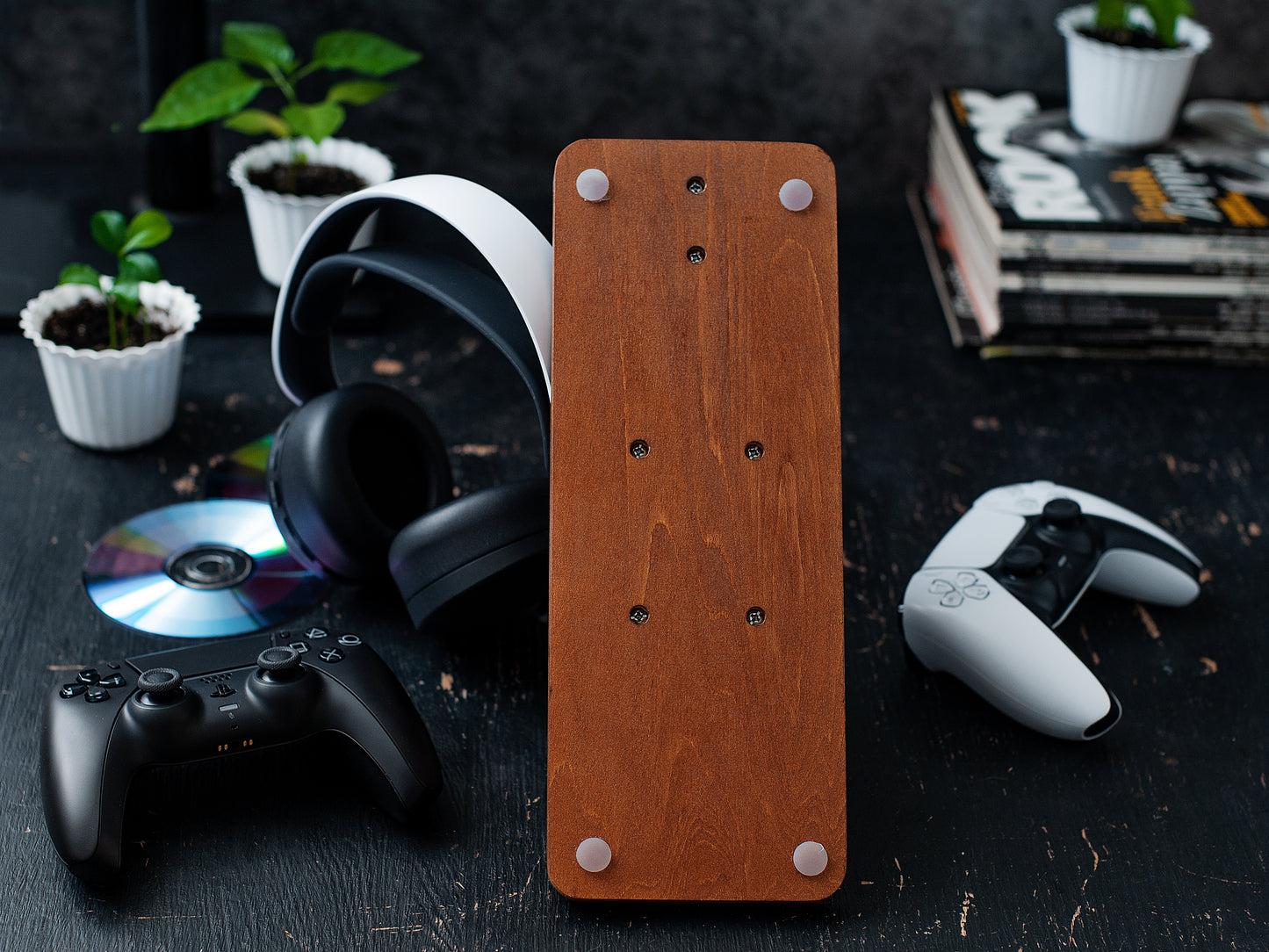 Gifts for Gamers | Headset and Controller Stand -  Walnut