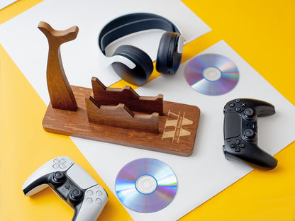 Teen Boy Gifts | Xbox / PS5 Controller Stand - Walnut - Madeset