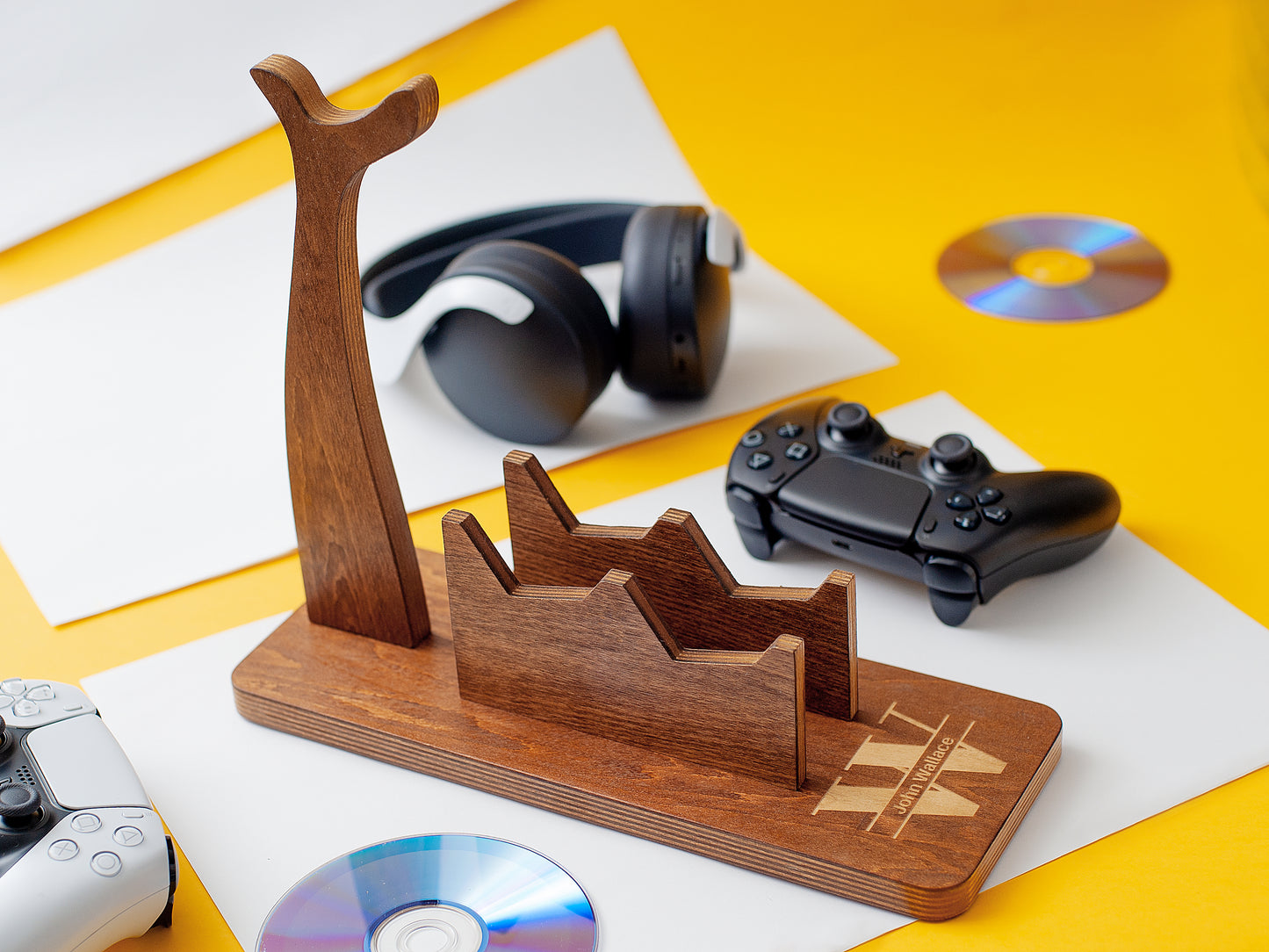 Teen Boy Gifts | Xbox / PS5 Controller Stand - Walnut - Madeset